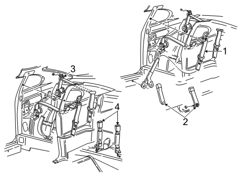 1999 Ford Mustang Seat Belt Assembly Diagram for XR3Z-63611B69-AAB