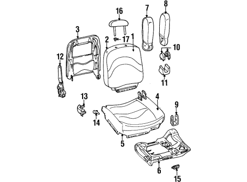 2000 Ford Crown Victoria Seat Cushion Pad Diagram for F8AZ-54632A23-DA