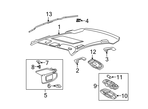 2012 Ford Fusion Sun Visor Assembly Diagram for AE5Z-5404105-BA