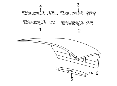 2003 Ford Taurus Emblem Diagram for YF1Z-16098-DA