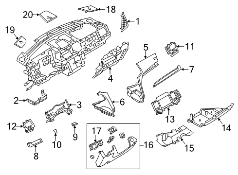 2013 Lincoln MKS Cluster & Switches, Instrument Panel Diagram