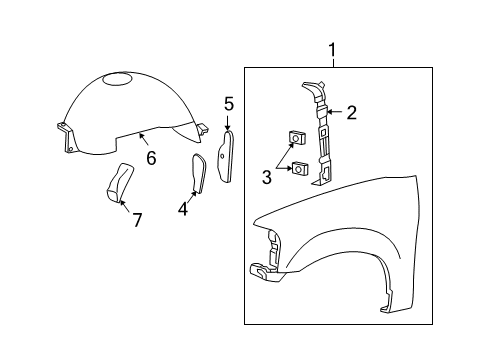 2005 Ford Expedition Fender Assembly - Front Diagram for 2L1Z-16006-DA