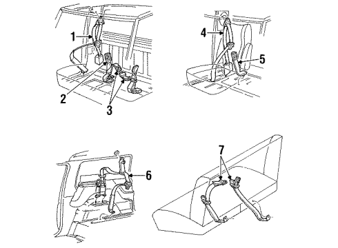 1992 Ford Bronco Belt And Buckle Assembly Diagram for F2TZ-15611B60-D