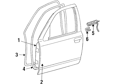 1998 Mercury Grand Marquis Weatherstrip Assembly Door Diagram for F7AZ5420708AAB