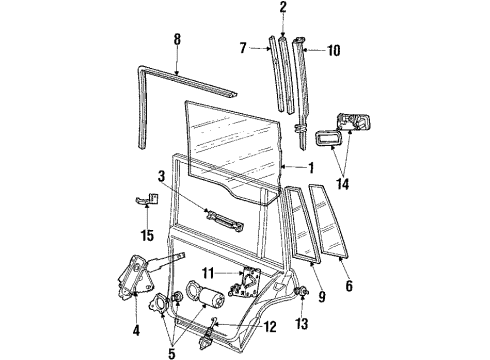 1985 Lincoln Town Car Rear Door Glass & Hardware, Lock & Hardware Diagram