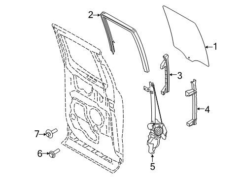 2016 Ford F-150 Rear Door - Glass & Hardware Diagram