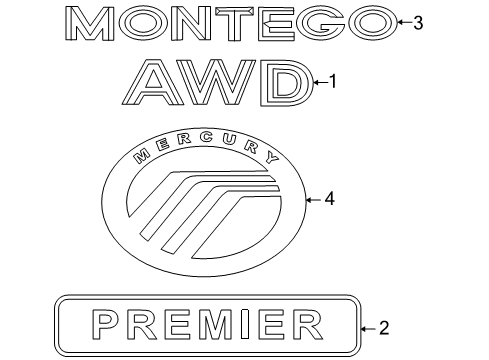 2007 Mercury Montego Emblem Diagram for 5T5Z-5442528-BA