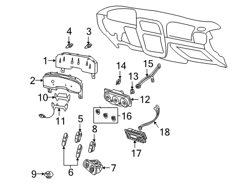 2002 Ford Explorer Mask - Fuel And Temperature Gauge Diagram for 1L2Z-10890-AA