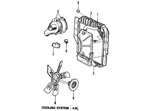 1989 Ford E-150 Econoline Club Wagon Cooling System, Radiator, Water Pump, Cooling Fan Diagram 2 - Thumbnail