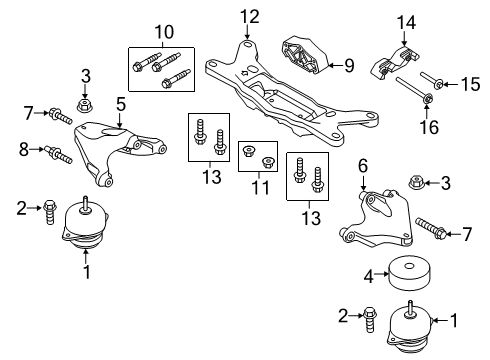 2023 Ford Mustang Engine & Trans Mounting Diagram