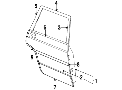 1985 Mercury Marquis Door & Components, Exterior Trim Diagram