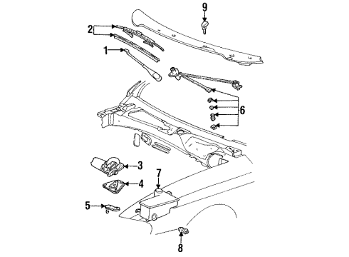 1996 Ford Mustang Wiper & Washer Components Diagram