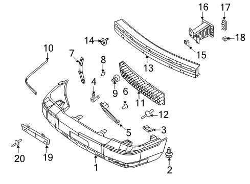 2010 Mercury Grand Marquis Front Bumper Diagram