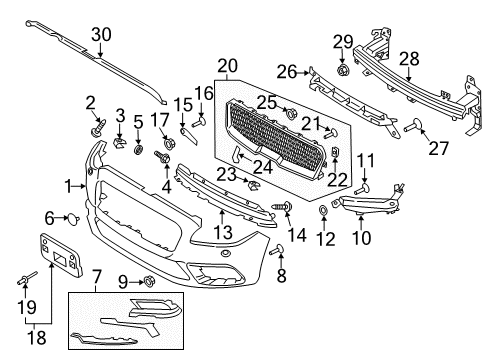 2017 Lincoln Continental Grille Assembly - Radiator Diagram for GD9Z-8200-AA