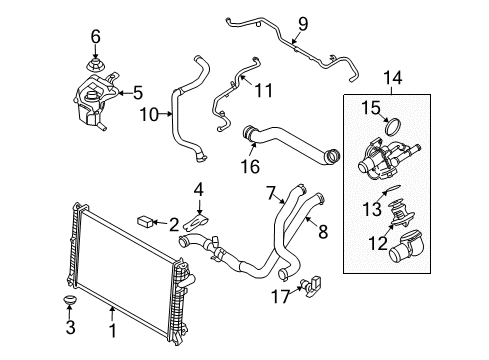 2007 Lincoln MKZ Radiator & Components Diagram