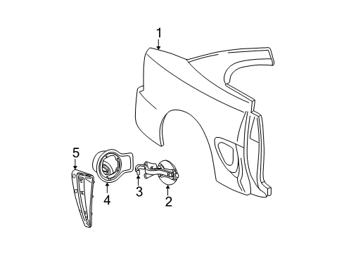 2000 Ford Mustang Quarter Panel & Components Diagram