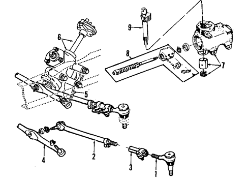 1995 Ford E-350 Econoline P/S Pump & Hoses, Steering Gear & Linkage Diagram