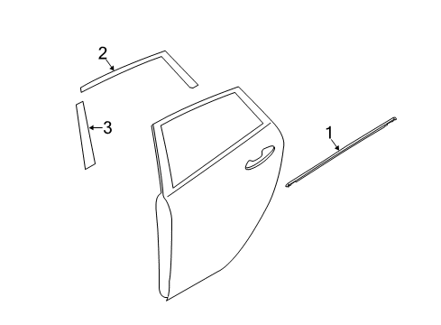 2016 Ford Fiesta Moulding - Door Window Frame Diagram for FE8Z-5420551-A