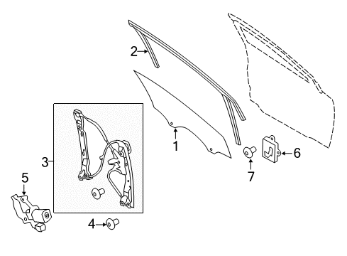 2012 Ford Focus Glass - Door Drop Diagram for CV6Z-5821410-A