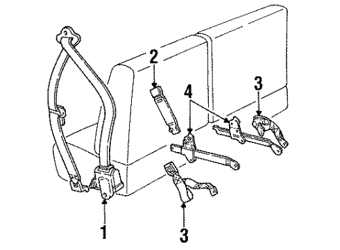 1994 Ford Explorer Seat Belt Assembly Diagram for F3TZ-78611B09-D