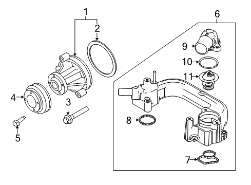 2002 Mercury Mountaineer Connection - Water Outlet Diagram for F6AZ-8592-AB