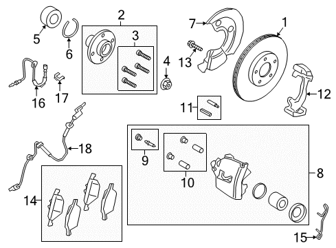 2021 Ford EcoSport Brake Components, Brakes Diagram 1 - Thumbnail