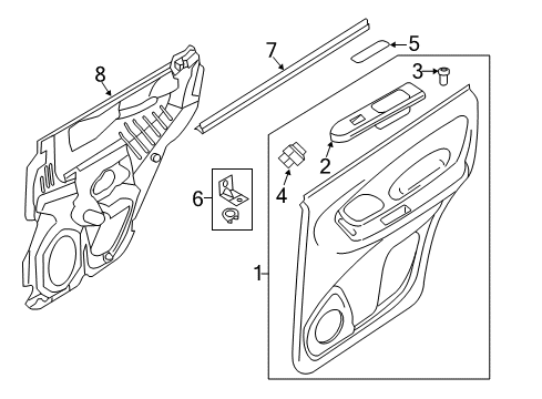 2010 Ford Escape Panel Assembly - Door Trim Diagram for 8L8Z-7827407-AA