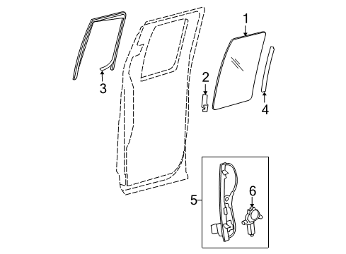 2012 Ford F-150 Rear Door - Glass & Hardware Diagram