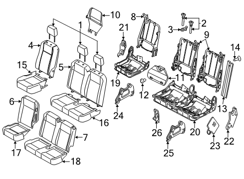 2019 Ford Transit-350 Rear Seat Back Cover Assembly Diagram for HK4Z-6366601-JE