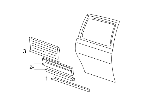 2005 Ford Freestar Moulding - Door Outside Diagram for 1F2Z-1725533-AAR