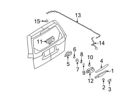 2010 Mercury Mariner Lift Gate - Wiper & Washer Components Diagram 1 - Thumbnail