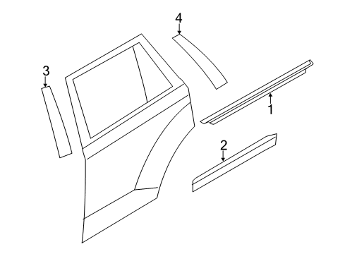 2014 Lincoln MKX Exterior Trim - Rear Door Diagram