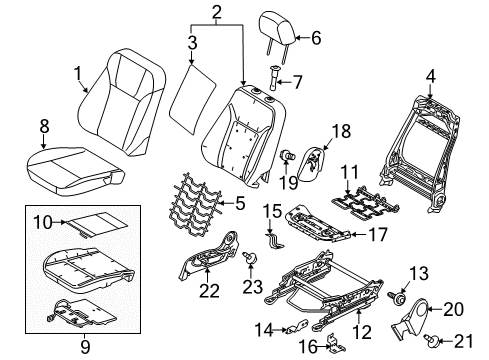 2015 Ford Fiesta Seat Back Cover Assembly Diagram for D2BZ-5464416-NF