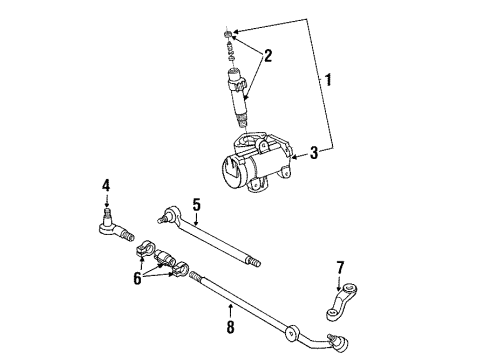 1988 Ford F-150 P/S Pump & Hoses, Steering Gear & Linkage Diagram