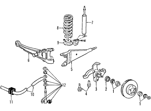 2012 Ford E-150 Front Suspension Components, Stabilizer Bar Diagram