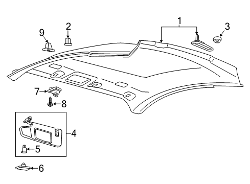 2023 Ford Mustang Interior Trim - Roof Diagram