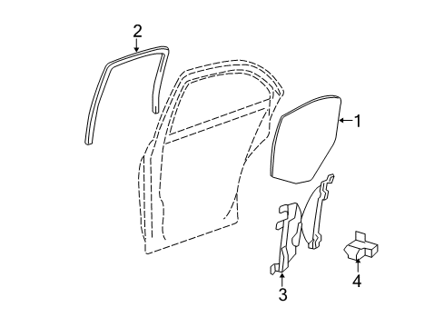 2005 Mercury Montego Rear Door - Glass & Hardware Diagram