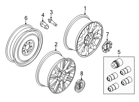 2011 Lincoln MKZ Wheels, Center Cap Diagram