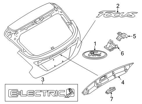 2014 Ford Focus Exterior Trim - Lift Gate Diagram