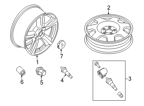 2022 Ford Mustang Wheels & Trim Diagram 1 - Thumbnail