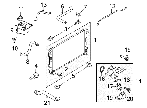 2010 Lincoln MKT Radiator & Components Diagram