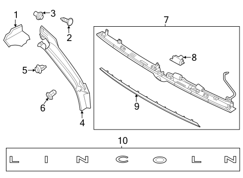 2023 Lincoln Aviator Exterior Trim - Lift Gate Diagram