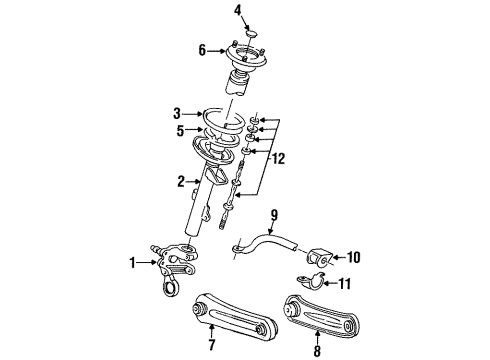 1996 Ford Taurus Shock Absorber Assembly Diagram for 3U2Z-18125-UA