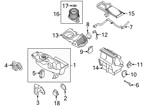 2009 Mercury Sable A/C Evaporator & Heater Components Diagram