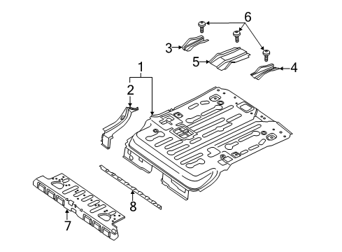 2015 Ford Transit Connect Rear Floor & Rails Diagram 2 - Thumbnail