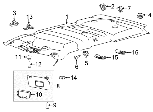 2014 Ford Explorer Interior Trim - Roof Diagram