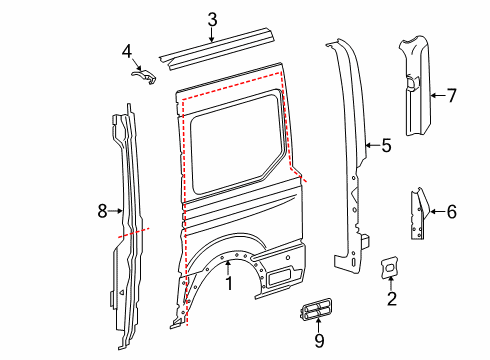 2023 Ford Transit-150 Side Panel & Components Diagram 3 - Thumbnail