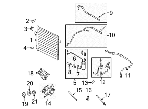 2008 Mercury Mountaineer A/C Condenser, Compressor & Lines Diagram