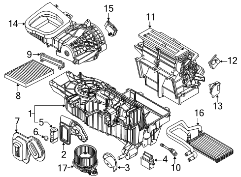 2014 Ford Explorer A/C Evaporator Components Diagram