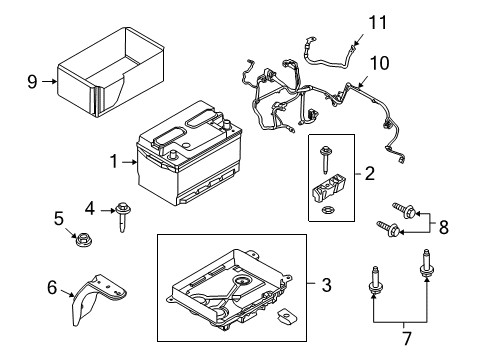 2010 Mercury Milan Battery Positive Cable Assembly Diagram for AE5Z-14300-D